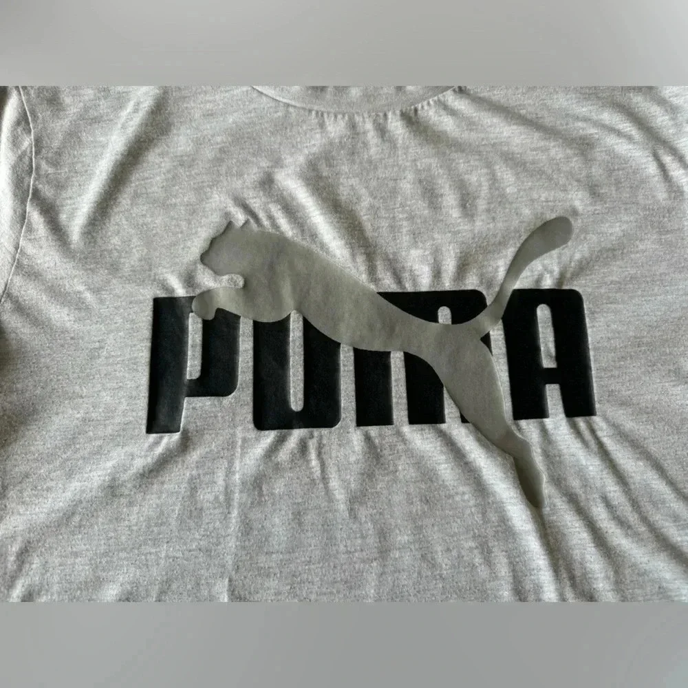 PUMA BOYS SHORT SLEEVE GRAY/ BLACK T SHIRT SIZE XL (18-20)